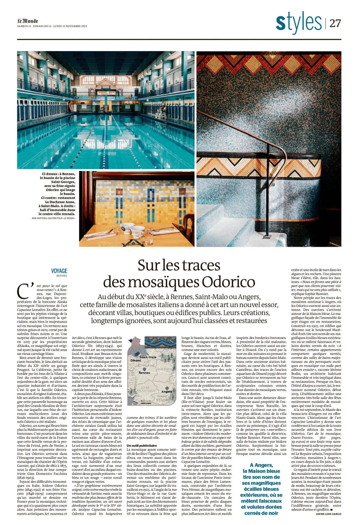 Article le Monde - Hôtel d'Anjou